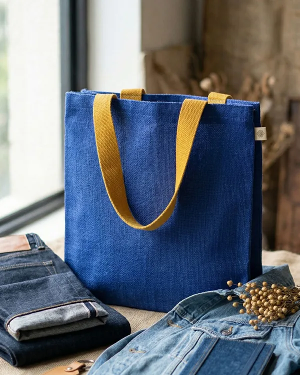 Dyed jute tote, cobalt — jute bag by Fuleswar Bag Company