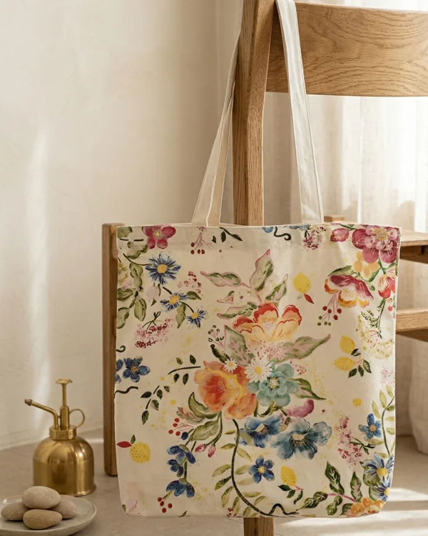 Cotton tote, all-over print — cotton bag by Fuleswar Bag Company