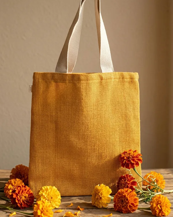 Dyed jute tote, mustard — jute bag by Fuleswar Bag Company