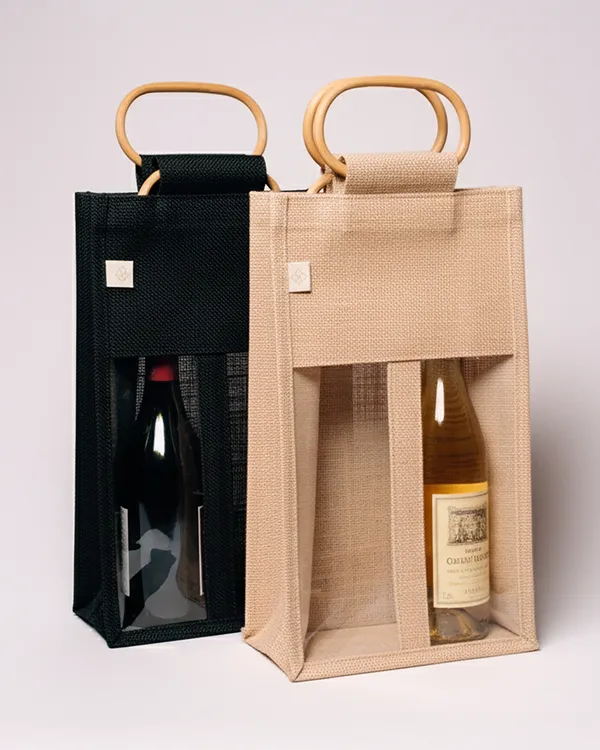 Two-bottle natural jute bag — gift & bottle bag by Fuleswar Bag Company