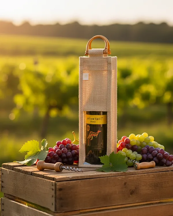 Single-bottle jute bag with window — gift & bottle bag by Fuleswar Bag Company