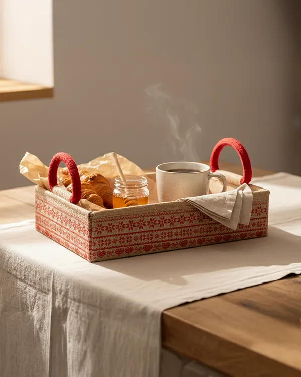 Jute hamper tray, printed border — gift & bottle bag by Fuleswar Bag Company
