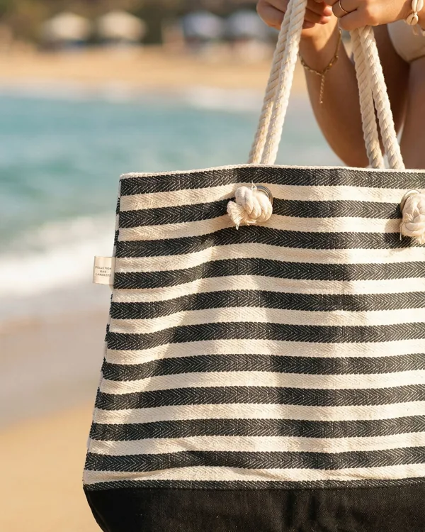 Cotton beach bag, woven stripe, 10 oz — cotton bag by Fuleswar Bag Company
