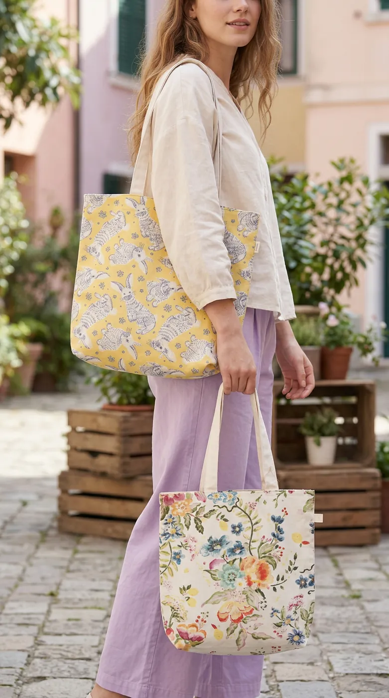 Printed cotton tote by Fuleswar Bag Company