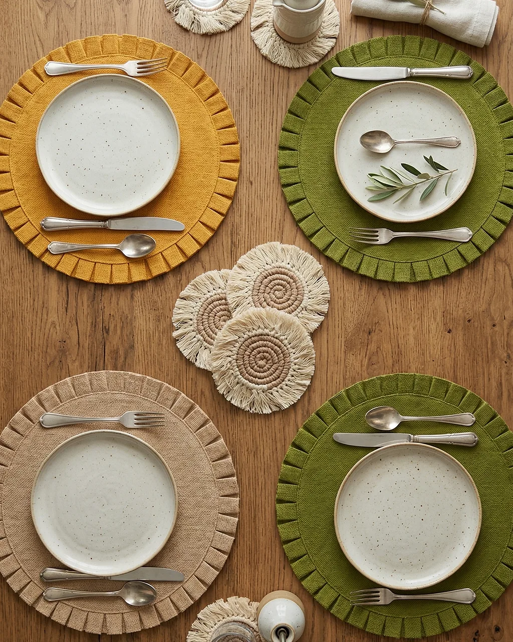 Jute baskets, placemats, coasters & table mats