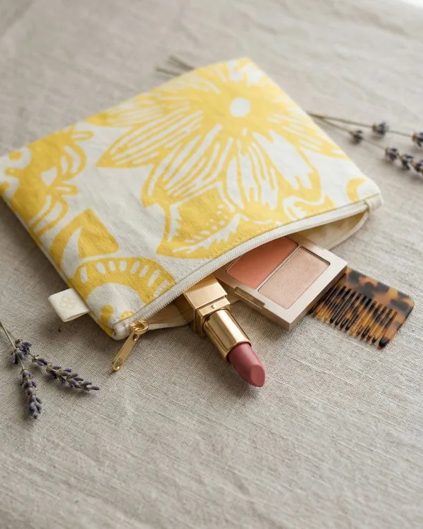 Printed cotton zip pouch — pouches & accessories bag by Fuleswar Bag Company
